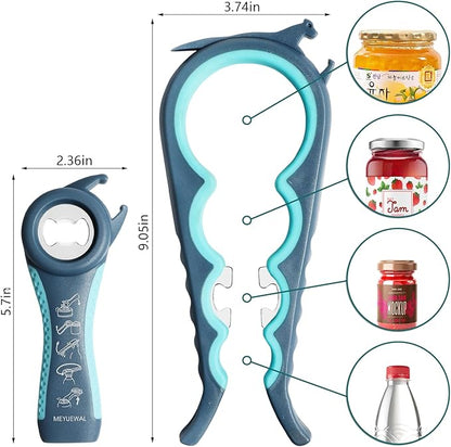 Jar Opener, 6 In 1 Bottle Opener Can Opener for Weak Hands, Jar Openers for Seniors with Arthritis, Multifunctional Lid Opener Kit, Easy Jar Opener Tool for Elderly Adults Kids (Blue) - Image 5