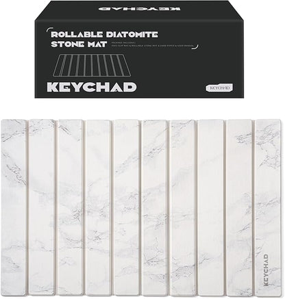 KEYCHAD Large Stone Drying Mat for Kitchen Counter - 24x16 Quick Drying Collapsible Dish Drying Mat - Super Absorbent Diatomaceous Earth Mat - Stone Dish Drying Mat for Cups Dishes