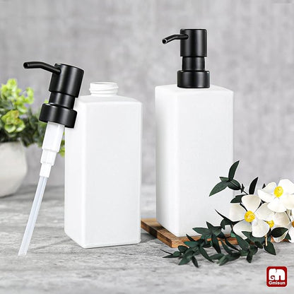 GMISUN White Soap Dispenser, Bathroom Hand Soap Dispenser, Glass Dispenser with Stainless Steel Pump, Kitchen Hand and Dish Soap Dispensers, 12 fl oz/350ml Liquid Refillable Soap and Lotion Bottle - Image 6