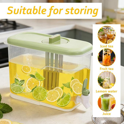 2 Pack Drink Dispenser for Fridge 1 Gallon Water Dispenser for Party Upgraded Gallon Beverage Liquid Drink Container with Spigot Ice Tea Pitcher for Fridge, Green