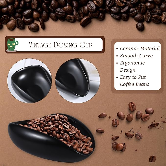 3pcs Coffee Bean Dosing Cup Set with Gift Box, Dosing Ceramic Cups Stainless Steel Spoon Portable Spray Bottle Static Reduction Precise Measuring for Espresso Tea Coffee Bar Accessories Kit - Image 4