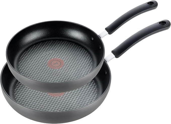T-fal Ultimate Hard Anodized Nonstick Fry Pan Set 2 Piece, 10, 12 Inch, Oven Broiler Safe 400F, Cookware, Pots and Pans Set Non Stick, Kitchen Frying Pans, Cooking Skillets, Dishwasher Safe, Grey by T-falbrand