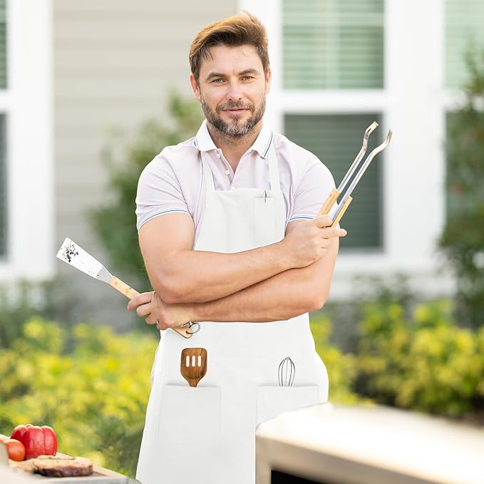 Avalon Kitchen Aprons for Men - 100% Polyester Chef Apron Women with Extra Long Ties - Cooking Aprons for Women & Mens Apron - Image 2