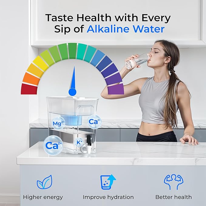 Waterdrop Slim Alkaline Water Filter Dispenser, 35-Cup, Large Capacity, 100-Gallon Long-Life, Faster Filtration, Reduces Chlorine, PFOA/PFOS and More, BPA Free, White (with 1 Filter) - Image 3