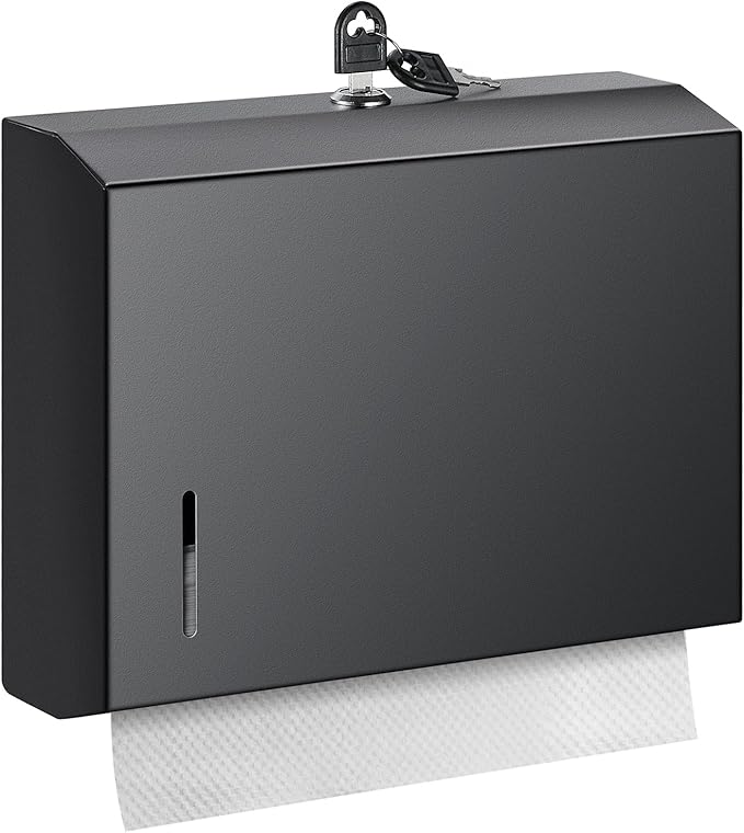 Wall Mounte Commercial Paper Towel Dispensers, 10.4" L x 3.3" D x 8.3" H, Stainless Steel C-Fold Multifold Hand Paper Tissue Holder with Lock by Gorlary