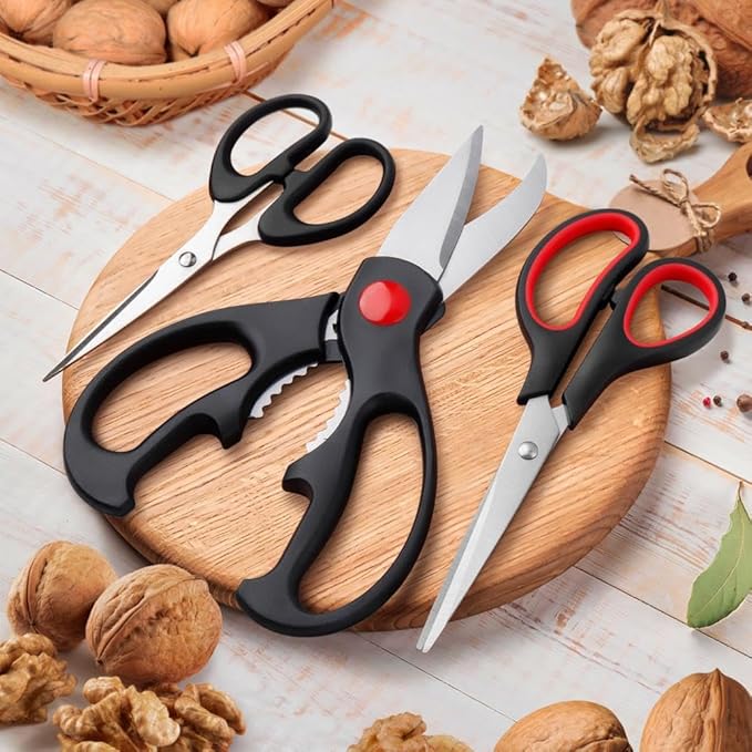 Kitchen Shears Set - QtoiKce Kitchen Scissors 3 Pack All Purpose Poultry Shears,Stainless Steel Sharp Utility Cooking Scissors for Home - Image 6
