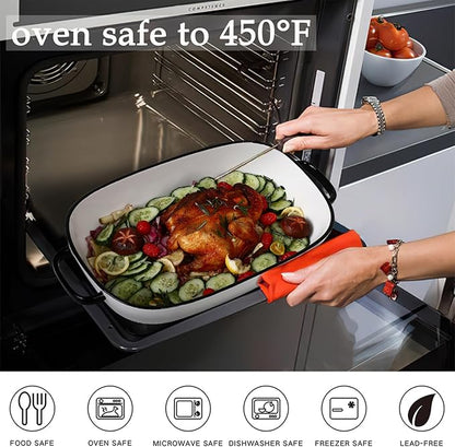 4.5 Quart Ceramic Baking Dish,Serving Bakeware for Casserole,Lasagna,Gratin,Broiling,Roasting,and Baking.Large Deep 14x10x3.11 inches Pan,Safe for Oven Microwave Refrigerator Disinfection Cabinet and - Image 5
