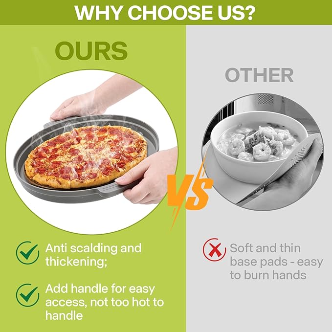 Microwave Splatter Cover for Food with Anti-scald Base Plate,Large Plastic & Silicone Vented Avoid Scalding Collapsible Guard Lid,Kitchen Essential Gadgets for Meal Prep-10.7 Inch (gray) - Image 3