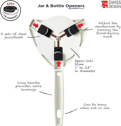 KUHN RIKON Strain-Free Gripper Opener for Jars and Bottles, 10 x 5 x 2.25 inches, White - Image 2