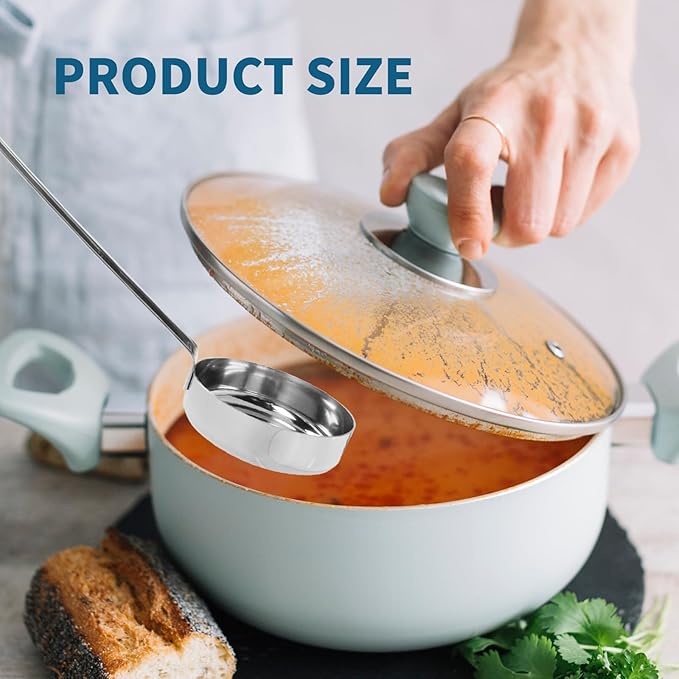 10.55" Stainless steel 201 Pizza Sauce spoon Kitchen Ladles with Hooks and Long Handles for Stirring,Portioning and Serving Soups