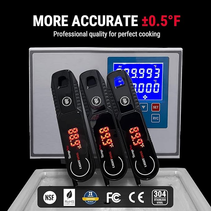 TempPro Lightning 1 Sec Instant Read Meat Thermometer, Kitchen Food Thermometer with 180° Rotating Display, IP67 Waterproof Cooking Thermometers for Deep Fry Smoker Grill BBQ(Previously ThermoPro) - Image 2
