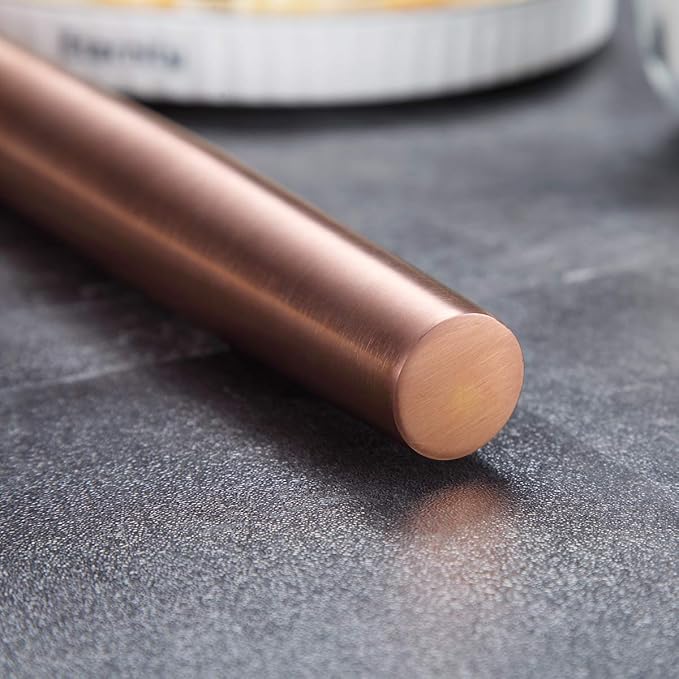 Berglander Rose Gold Rolling Pin, 16.7 Inches Stainless Steel Matte Finish With Rose Gold Titanium Plating Copper Rolling Pin For Baking, Pizza, Dough, Pie, Cookie, Gift Ideas For Bakers. - Image 5
