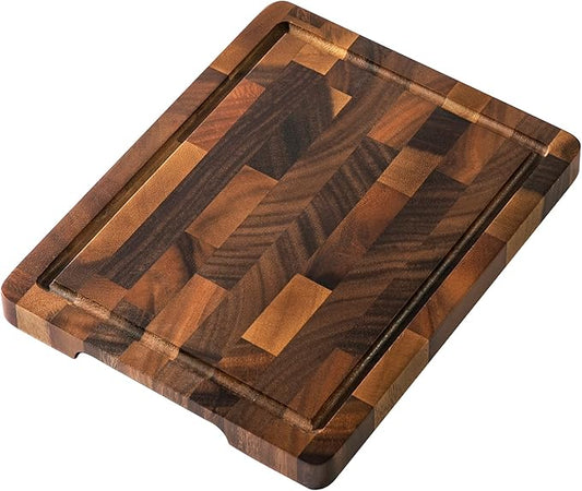 THETCHRY Walnut Wood Small Cutting Board, Compact Chopping Board with Deep Juice Groove, Knife Friendly & Non-Slip Design, 10x8x0.8 Inch for Fruit Cheese Prep by Thetchry