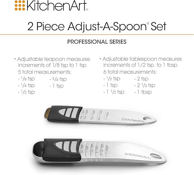 KitchenArt Stainless Steel Pro Sliding Adjust-A-Tablespoon and Teaspoon, Adjustable Measuring Spoon Set - Image 6