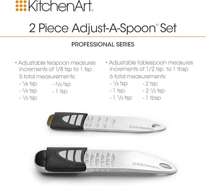 KitchenArt Stainless Steel Pro Sliding Adjust-A-Tablespoon and Teaspoon, Adjustable Measuring Spoon Set - Image 6