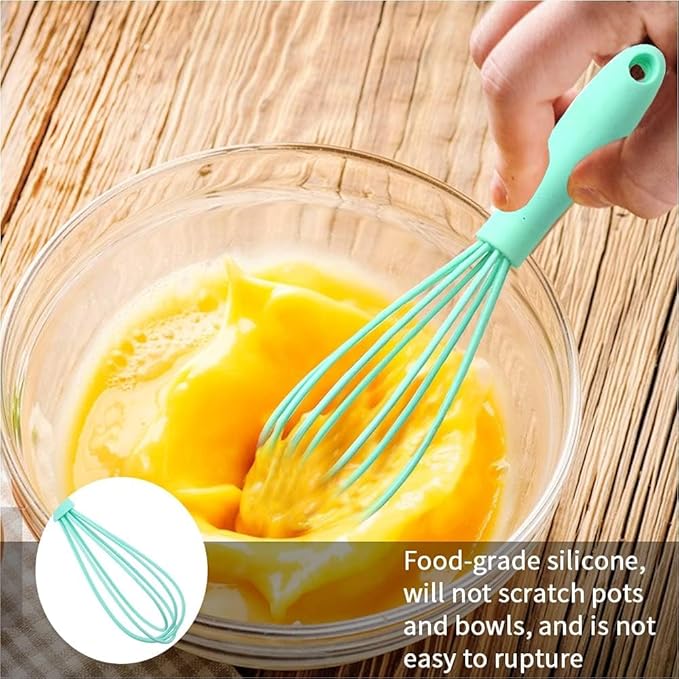 5 Pcs Silicone Mini Whisk - Stainless Steel Dough Whisk, Non Stick Hand Tiny Balloon Wire Whisk, Milk Egg Frother for Blending, Whisking, Beating, Stirring, Baking - Image 4