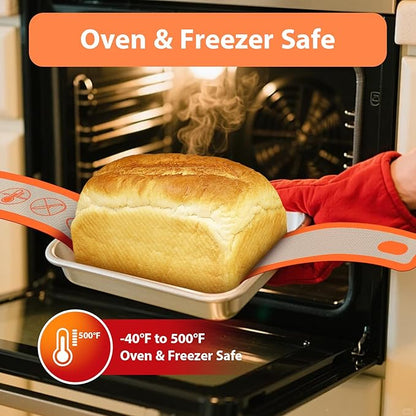 Silicone Bread Sling Oval and Round, 2Pcs Non-Stick Reusable Bread Sling, Sourdough Tools & Dutch Oven Accessories, Orange - Image 6