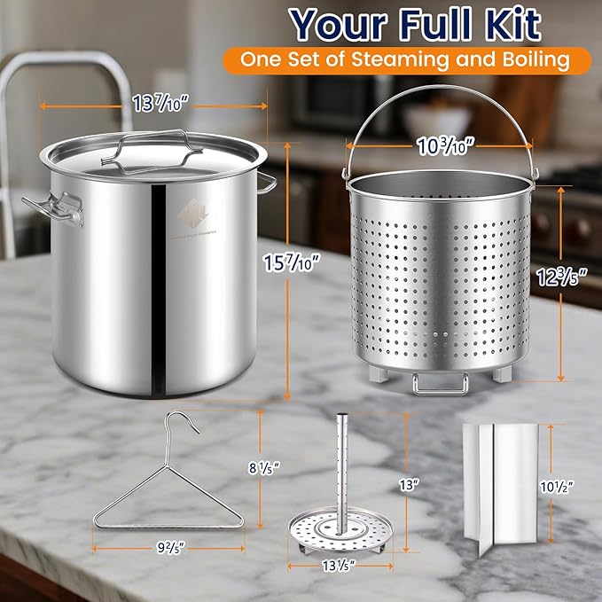 ARC Advanced Royal Champion 40QT Stainless Steel Stockpot for Seafood Crawfish Crab Boil Turkey Fryer Pot with Basket Divider and Hook, Crab Lobster Shrimp Outdoor Cooking and Home Brewing - Image 2
