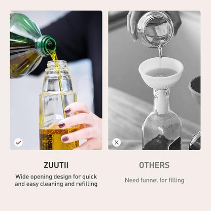 Zuutii Olive Oil Dispenser - Drip Free Spout Bottle for Kitchen Glass Oil and Vinegar Dispenser - Lemon Yellow