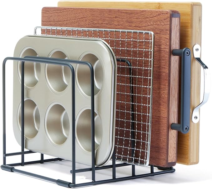 Cutting Board Organizer,Kitchen Cabinet Organizer,Divided Rack with 5 Slots for Baking Trays,Space-Saving Kitchen Storage for Cutting Boards, Cookie Sheet, Thin Pans and Baking Sheets Holder (1pcs) by Unknown