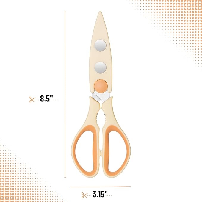 Mr. Pen- All Purpose Kitchen Shears with Protective Sheath, 8 Inch, Dishwasher Safe, Stainless Steel Food Scissors with Micro-Serrated Blades, Durable Utility Kitchen Shears, Cream & Tan - Image 2