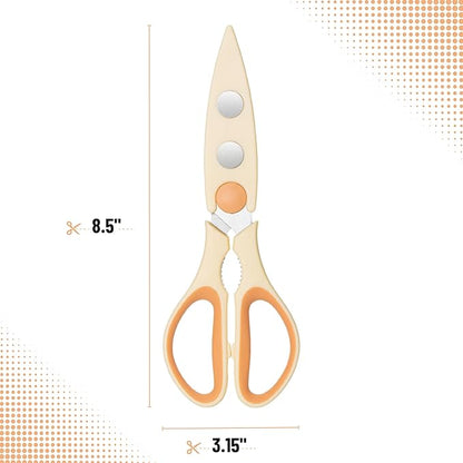 Mr. Pen- All Purpose Kitchen Shears with Protective Sheath, 8 Inch, Dishwasher Safe, Stainless Steel Food Scissors with Micro-Serrated Blades, Durable Utility Kitchen Shears, Cream & Tan - Image 2