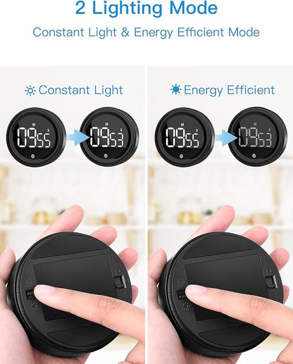 LIORQUE Digital Kitchen Timer, Magnetic Countdown Countup Timer with Large LED Display, 2 Brightness Levels, 3 Volume Levels, Productivity Timers for Classroom Cooking Fitness