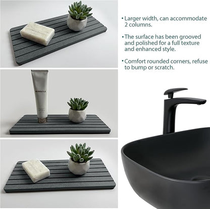 NiuYichee 2 PCS Water Absorbent diatomite Coasters, 12" x 5.5" Water Absorbing Stone Tray for Sink, Stone Drying mat for Kitchen Counter, Stone soap Tray Used for Hand Soaps & toiletries & Plants - Image 7