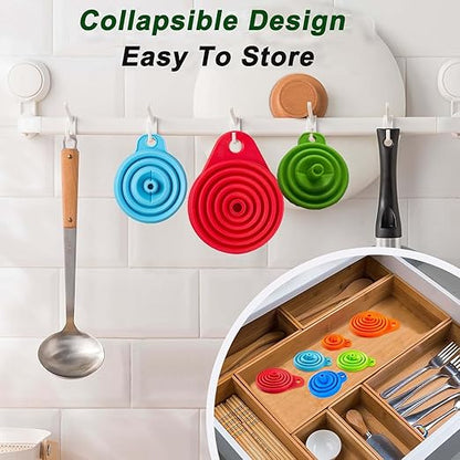 Kitchen Funnel Set of 6,Large Medium and Small,2025 Upgrade Silicone Kitchen Gadgets Accessories Food Grade Collapsible Funnels for Kitchen Use Filling Bottles Liquid Powder Transfer - Image 7