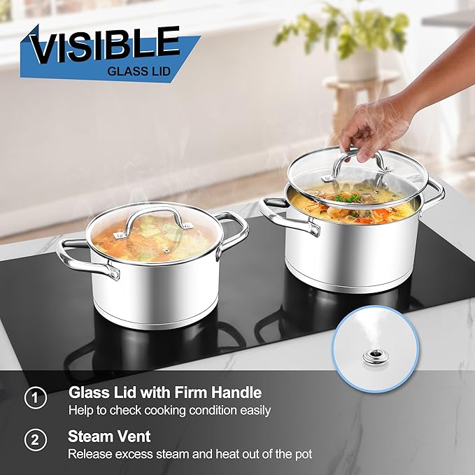 Homikit 5 Quart Stock Pot, Stainless Steel Soup Cooking Pot with Lid for Pasta Sauce Simmering Steaming Stewing, Tri-ply Heavy Bottom Induction Pot, Dishwasher Safe - Image 8