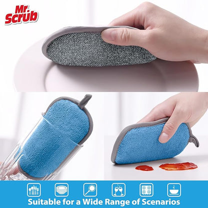 Sponges Kitchen Dish Sponge for Washing Dishes Cleaning Kitchen, All-Purpose, 12 Pack, Non Scratch, Rough Scrubbers Side for Non-Stick Cookware, Soft Microfiber Scrub Side for Dishes, Mr. Scrub - Image 3