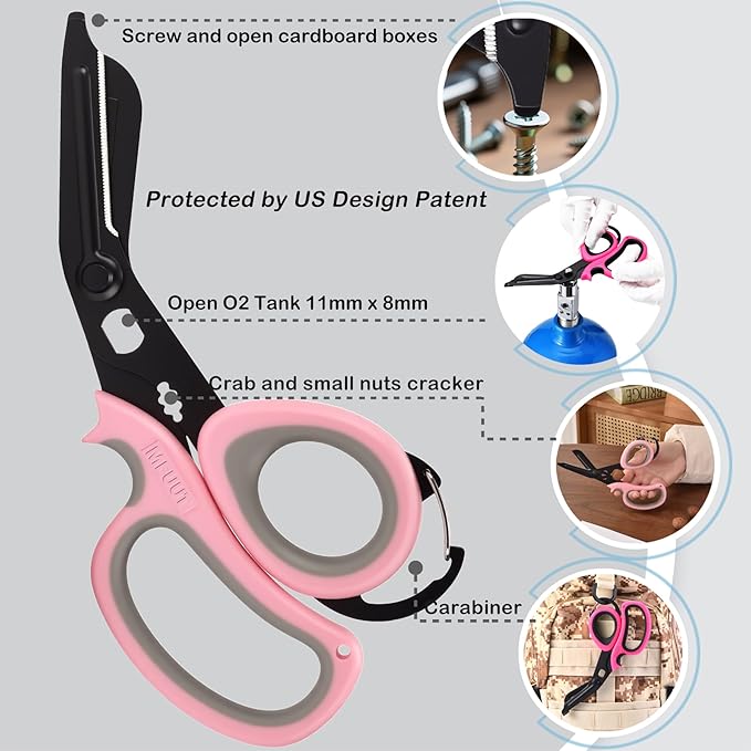 MEUUT 2 PCS All Purpose Scissor –7.5in Multi-Purpose Utility Scissors for Kitchen, Crafts, Camp, Emergency & Industrial Use Heavy Duty Stainless Steel with Micro-Serrated Blade for Left and Right Hand