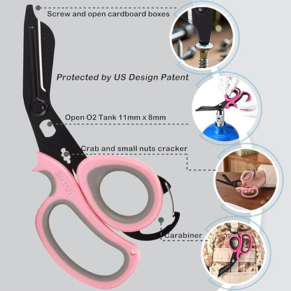 MEUUT 2 PCS All Purpose Scissor –7.5in Multi-Purpose Utility Scissors for Kitchen, Crafts, Camp, Emergency & Industrial Use Heavy Duty Stainless Steel with Micro-Serrated Blade for Left and Right Hand
