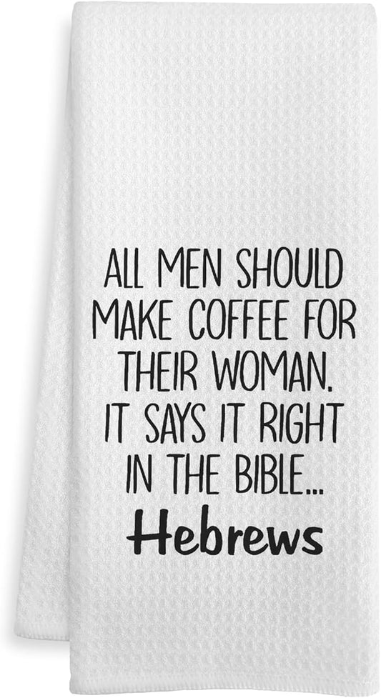 Funny Coffee Kitchen Towels, Coffee Gifts for Men Women Dish Tea Bar Towel, Housewarming Gifts Decorative Hand Towels for Kitchen Home Bar Decor, 16x24 Inch