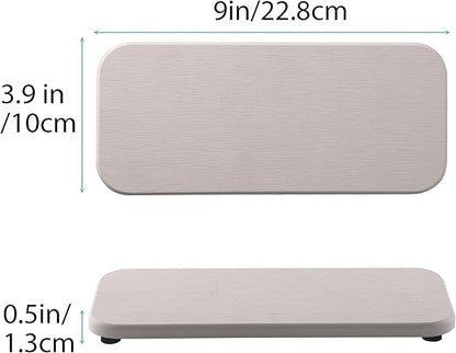 NiuYichee 2 Pcs Water Absorbing Stone Trays, Kitchen/Bathroom Sink Soap Dish, Diatomite Tray Used for Hand Soap & Cosmetic Bottles in the Modern Home, 4" W x 9" L, White