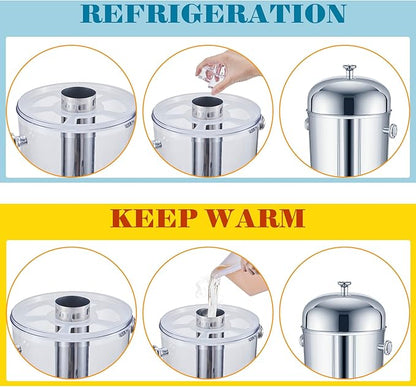 Gisafai 3 Pcs 2 Gallon Drink Dispensers for Parties, Beverage Dispenser with Stand, Stainless Steel Hot Cold Juice Dispenser with Centre Ice Core and Drip Trays for for Beer, Water Lemonade