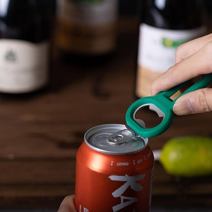 Linoroso Magnetic Bottle Opener Pop Can Opener for Refrigerator, Beer Bottle Opener and Soda Can Opener with Cap Catcher, Portable Beer Opener for Bartender, Home, Restaurant, Bar Tools, 1 Pack, Green