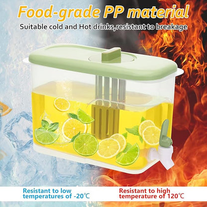 2 Pack Drink Dispenser for Fridge 1 Gallon Water Dispenser for Party Upgraded Gallon Beverage Liquid Drink Container with Spigot Ice Tea Pitcher for Fridge, Green