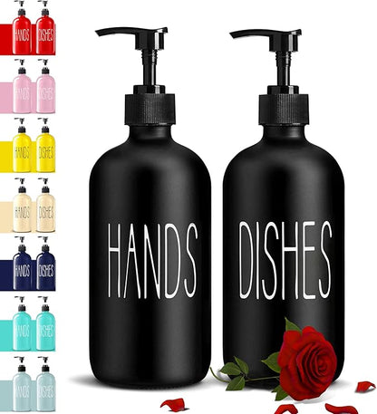 COHOSEGE Glass Soap Dispenser Set 2 Pack,Contains Hand and Dish Soap Dispenser.Premium 16 Oz Black Kitchen Soap Dispenser Set for Kitchen Sink and Farmhouse Decor - Image 9