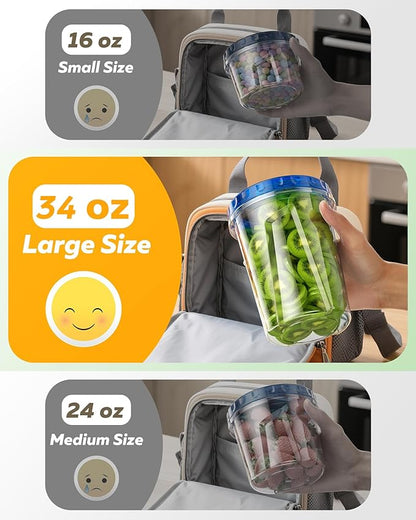 BiuLeon 6 Pack-34 oz Freezer Storage Containers, Plastic Food Storage Containers with Twist Top Lids, BPA Free and Reusable Soup Containers with Lids, Leakproof/Microwave/Dishwasher Safe - Image 5