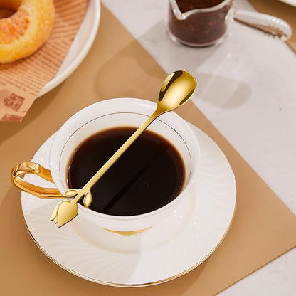 Gold Tulip/Rose Handle 12-Pcs Mini Coffee Spoons Set - 6" Stainless Steel for Espresso, Tea, Dessert - Ideal for Demitasse & Small Servings - Image 9