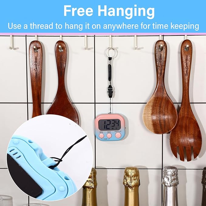 Weewooday 24 Pcs Digital Kitchen Timer Magnetic Timer Bulk On/Off Switch Minute Second Count up Countdown Loud Alarm for Exercise Cook Baking (Gradient Color) - Image 5