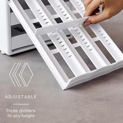 YouCopia SpiceStack,18-Bottle Adjustable Spice Rack Organizer, Pull-Out Seasoning Holder for Kitchen Cabinet and Pantry Storage with 104 Labels and Adjustable Dividers, Speckled White - Image 2
