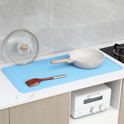 MicoYang Silicone Dish Drying Mat for Multiple Usage,Easy clean,Eco-friendly,Heat-resistant Silicone Mat for Kitchen Counter or Sink,Refrigerator or Drawer Liner Light Blue 5XL 36inches x 18inches - Image 7