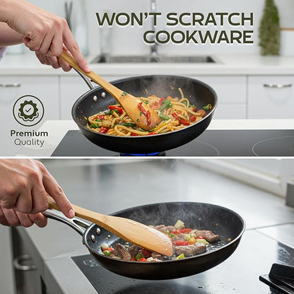 WOODLANDS USA Wooden Spoons for Cooking set of 6 – Premium Wooden Utensil set for everyday use – Versatile Cooking utensils set safe for nonstick pans – Durable wooden spoon kitchen utensils set - Image 3