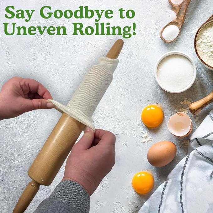 Regency Wraps Rolling Pin Cover for Non-Stick Dough Rolling, 100% Cotton Absorbs Excess Flour So Pastries Come out Light and Flakey, 15" Pack of 2 - Image 4