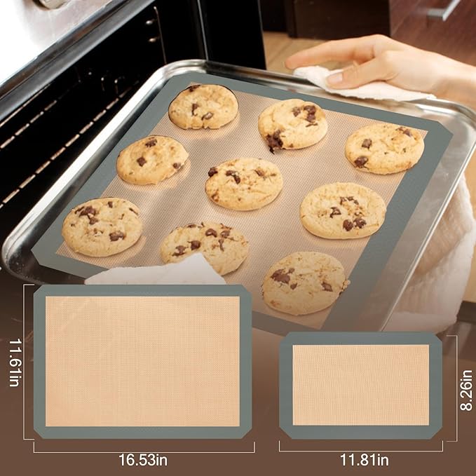 Silicone Baking Mat, 3 Pack Reusable Baking Sheet, Non-Stick ＆ Food Safe Silicone Mats for Baking for Making Cookies Macaroons Bread, Baking Supplies ＆ Accessories - Image 2