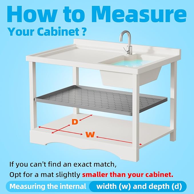 Winisok Silicone Under Sink Mat 25" x 22", kitchen Essentials and Gadgets, Shelf liner and Cabinet Protector, Home Organizers and Storage, Waterproof Bathroom Tray - Image 6
