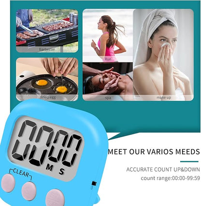 6 Pack Small Digital Kitchen Timer Magnetic Back and ON/Off Switch,Minute Second Count Up Countdown (Blue) - Image 6