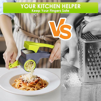 MASTERTOP Cheese Grater,Handheld Rotary Cheese Grater with 4 Stainless Steel Drums,Kitchen Graters Hand Crank for Cheese, Vegetables,Nuts,Chocolate